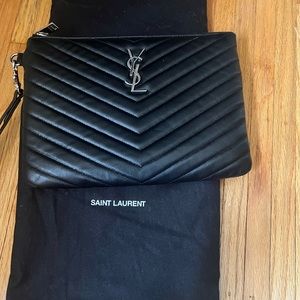 Monogram YSL Pouch Wristlet 9.5"W X 6.5"H X 0.5"D